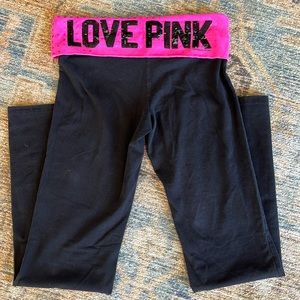 VS PINK Black and Pink Yoga Pants Size Medium with Sequins